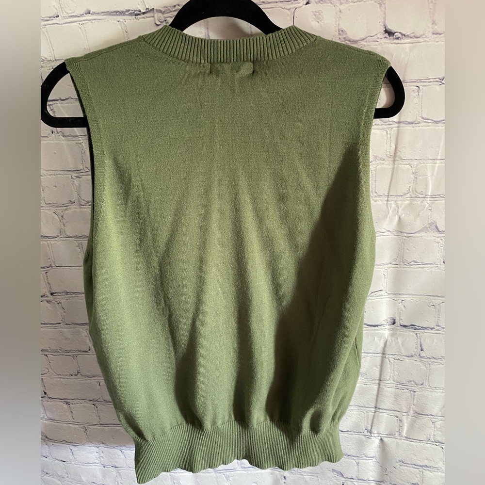 Women's Olive V-Neck Sweater Vest - Picture 2 of 2